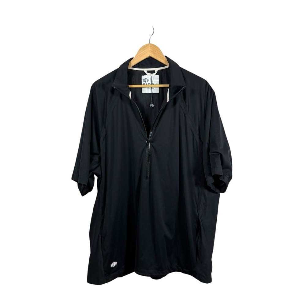 NWT Fidra Golf USA Men’s Short Sleeve Quarter Zip Windbreaker Black Size XL